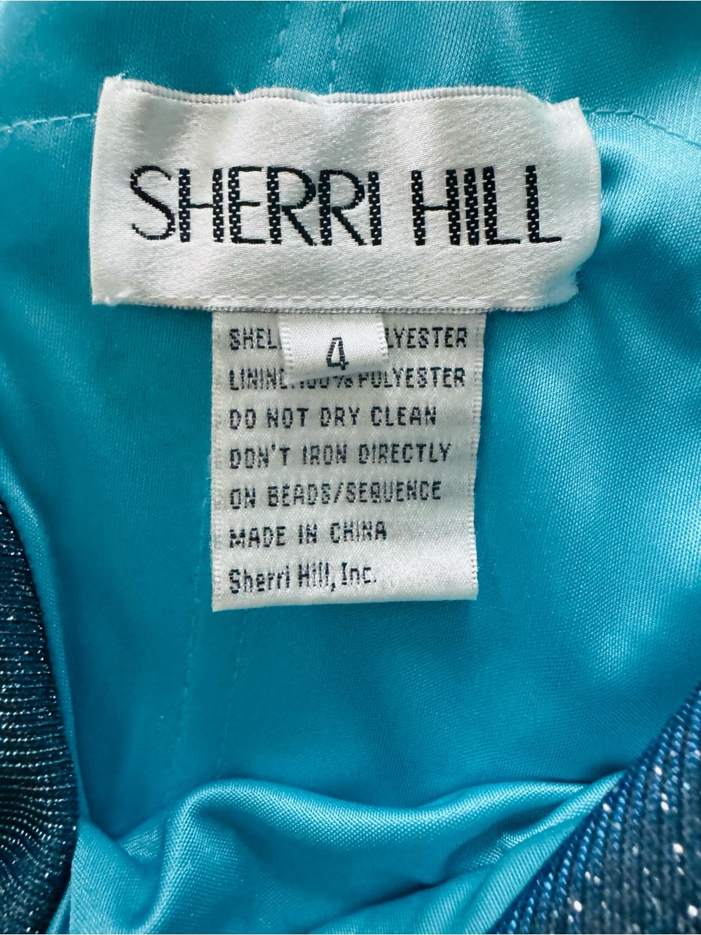 Sherri Hill One-Shoulder luxury Mini Formal Dress in Teal Blue 4